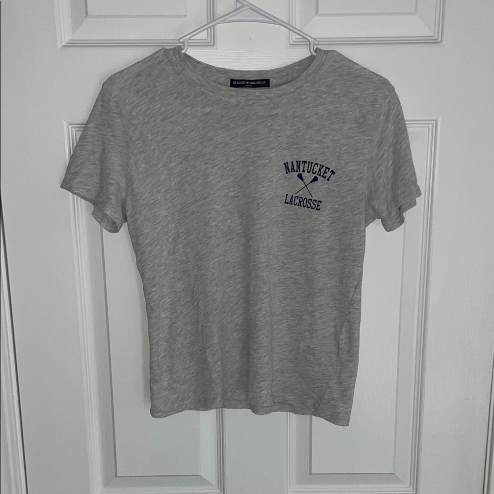 Brandy Melville Gray Nantucket Lacrosse Tee